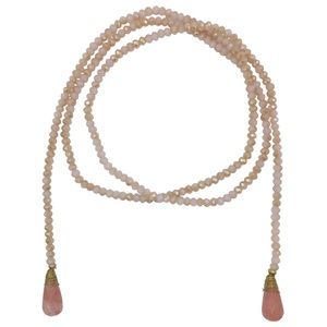 Pink Glass Stone Beaded Tie Wrap Necklace